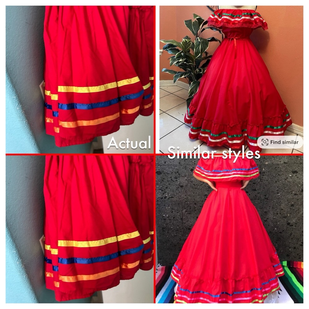 Mexican Folkloric skirt red Jalisco Vestido Folklorico Jalisco